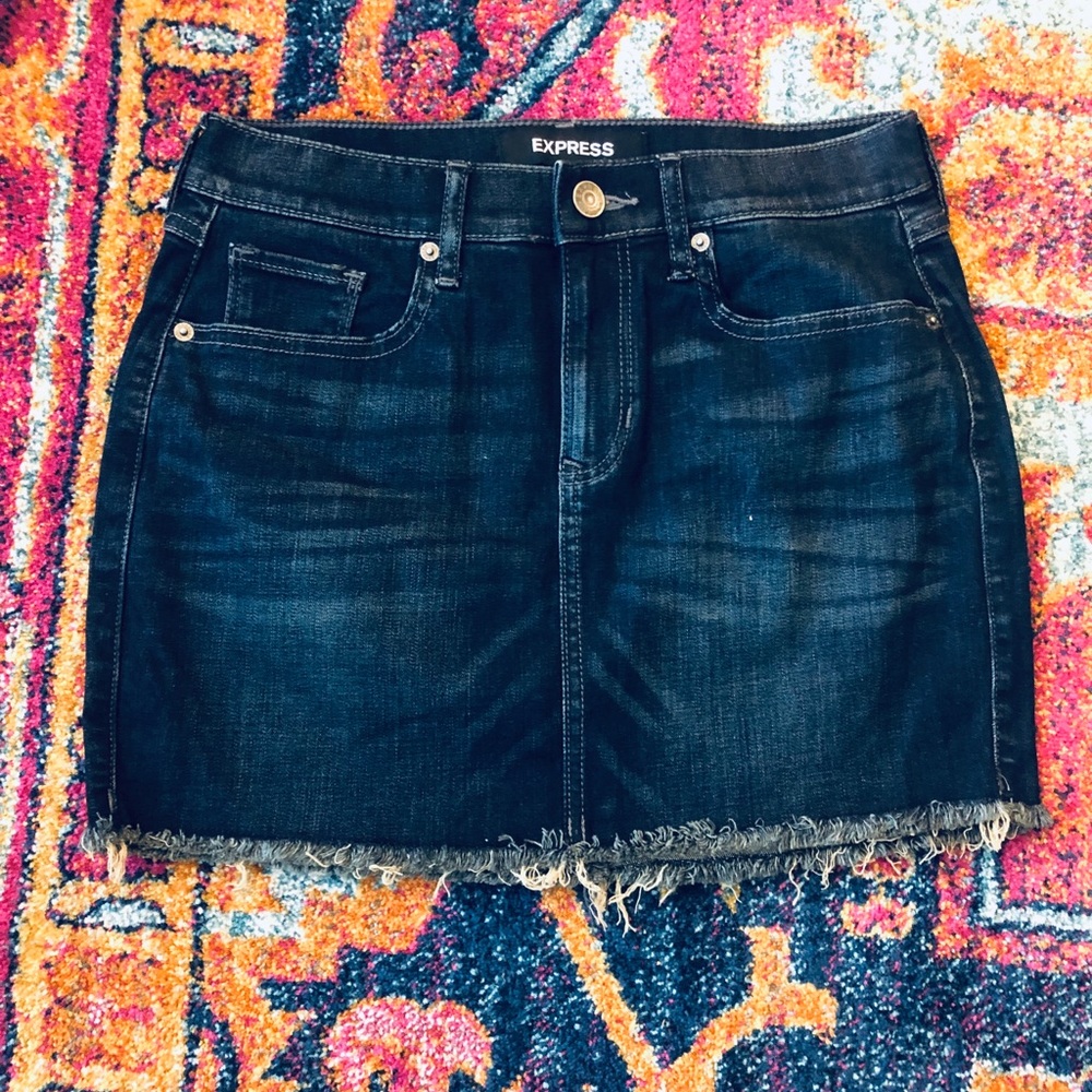 Like new express dark denim mini skirt
